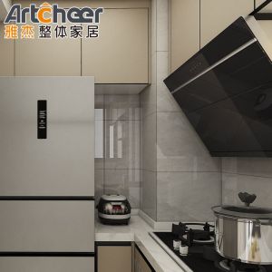 Complete Plywood PVC Kitchen Cabinet with Modern Black Island Design made in by