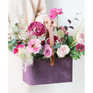 Rectangular Portable Artificial Fresh Rose Round Hat Handle Flower Boxes with