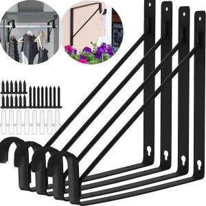 Cheap Closet Shelf Brackets with Rod Holder Wall Mount Hanger Pole Support 10.8*10.8*1inch for sale