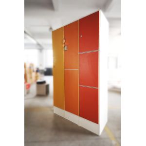 PVC Material Double Tier Lockers , Orange Small Employee Lockers For Factory