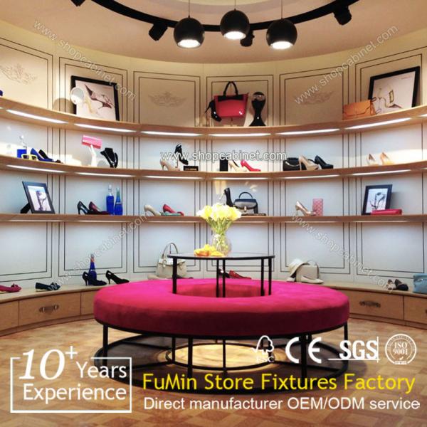 Quality High end shoes shop design wood display shelf and racks wholesale