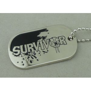 Zinc Alloy Survivor Personalised Dog Tags Soft Enamel Long Ball Chain And Nickel