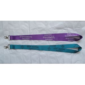 Sublimation transfer print lanyard with plastic breakaway buckle