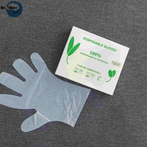 100% Biodegradable Compostable Transparent Disposable Plastic Gloves for Food