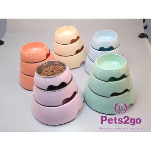 Rounded Shape 830g 1200ml Plastic Pet Feeder Bowls