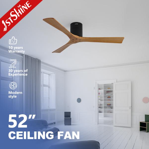 Quality 52 Inches 3 Wooden Blade Ceiling Fan With 6 Speed Remote Control DC Type Motor wholesale