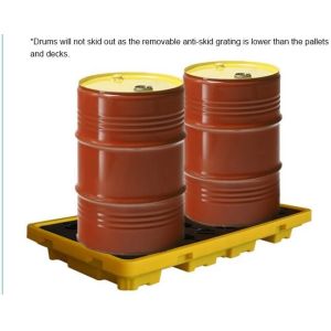 Detachable plastic 4 drum oil spill pallet, 1300*660*150 mm 2 drum spill