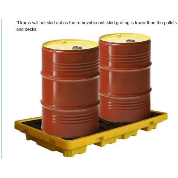 Detachable plastic 4 drum oil spill pallet, 1300*660*150 mm 2 drum spill