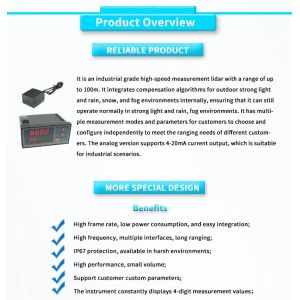 High Accuracy Mini RS485 RS232 Lidar Laser Distance Sensor -25-60°C 0.1-100m