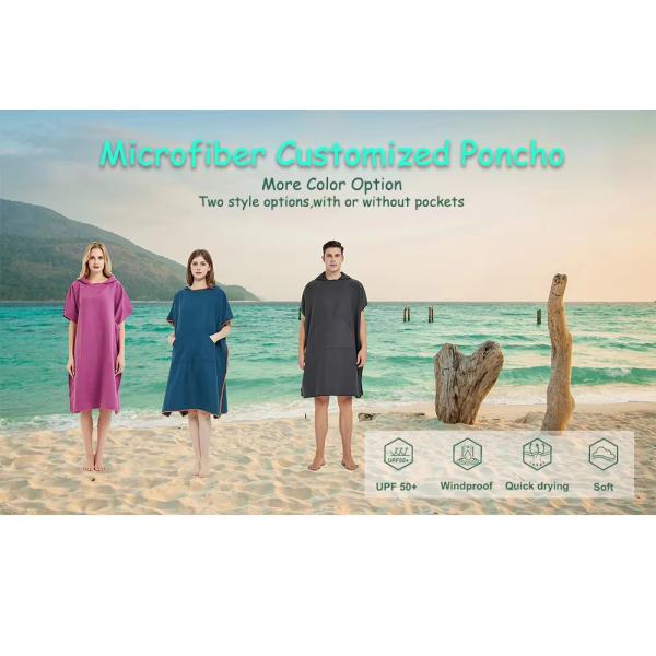 Super Absorbing Microfiber Customized Hooded Microfiber Poncho Towel for Beach, Swimming, Surfing
