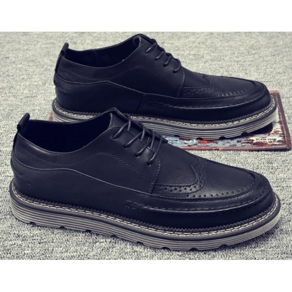 Quality Retro Breathable Leather Mens Brogue Sneakers Stitched Reinforced wholesale