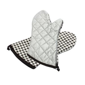 China Silver Coating Cotton Cloth Oven Gloves Double Faced Heat Resistant For Baking on sale