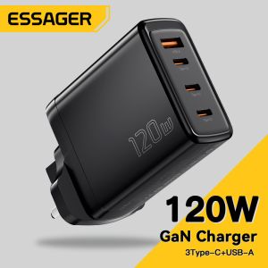 Essagar GaN Chargers 120W USB Type-C 3 Type C And 1 USB A Fast Cell Phone Wall