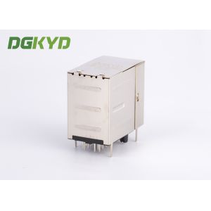 8P8C Cat5/5e 100Mb Stacked 2 Port RJ45 Jack Combo With Transformer