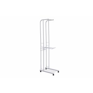 Movable Metal Coat Hanger Stand 4 Turnable Hanging Pole Bottom Storage Shoes