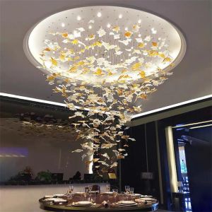 Modern Vivid Gold Shade Project Murano Glass Feather pendent light chandelier(WH