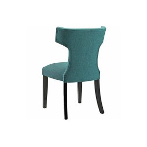 OEM Mid Century Upholstered Fabric Covered Dining Chairs With Nailhead Trim Teal