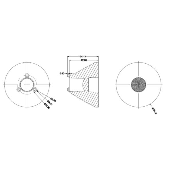 3535 SMD PC PMMA LED Optical Lens 35mm Diameter 4 Degree 1W 3W XPE2 XTE2 XPG3