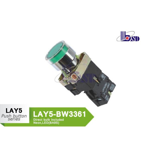 Emergency Signals Green Push Button Switch With LED Direct Bulb ROHS And UL