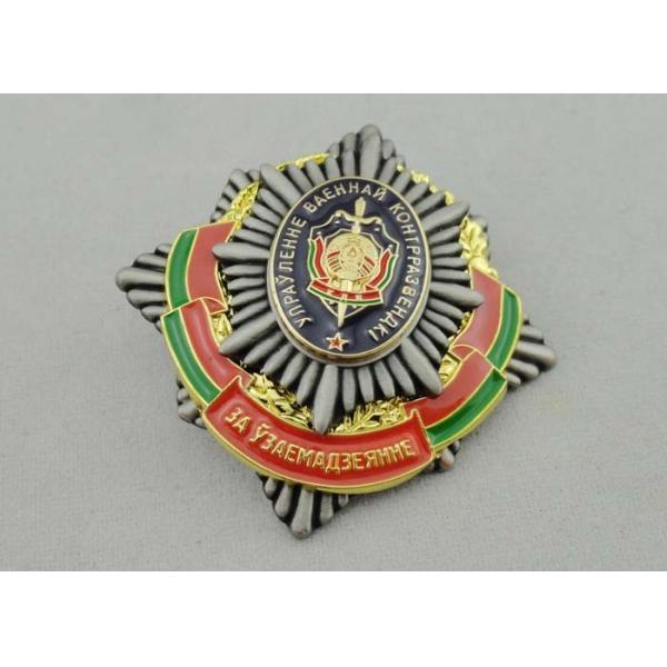Quality Screw Souvenir Badges Army / Car / Awards With Antique Silver Plating wholesale