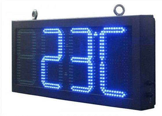 Quality Double Sides Blue LED Gas Station Sign IR 10M RF 100M with Poosled Time Temperature System wholesale