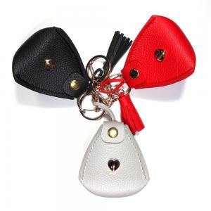 China Triangle Personalised Leather Small Coin Purse Keychain 6x5x6.5cm on sale
