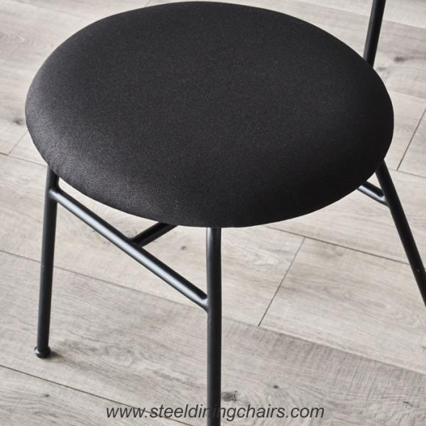 Vintage Matte Black Finished Padded 82CM 39cm Steel Frame Dining Chairs