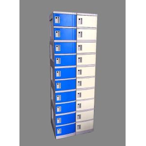 Blue Keyless ABS Plastic Locker 10 Tier Small Employee Lockers For Shoe Storage