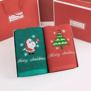 Christmas Gift Box 100% Cotton Towel Set with Knitted Design and Custom