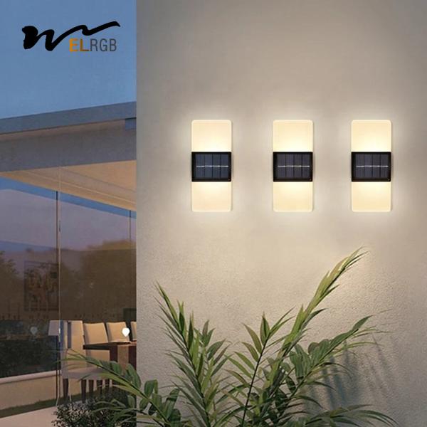 Quality Acrylic Led Outdoor Wall Sconce LED Solar Powered Lights Cold White Light wholesale