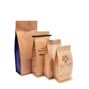 Stand up k Pouch/Brown Kraft Paper Bag with Handle Clear Window and Zipper for