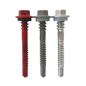 SUS 410 Hex Head Coated Self Drilling Metal Roofing Screws With Neoprene Washers