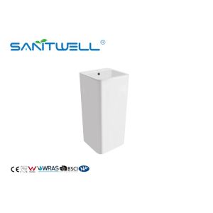White Color Bathroom Pedestal Basins Square Shape Mounting Hardware Included