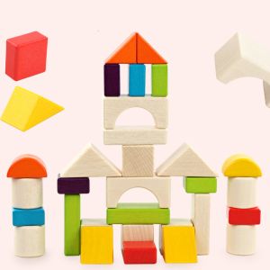 Big 15cm Castle Wooden Building Blocks Toy Stacking 30 Pieces