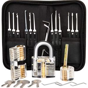 Buy cheap 12pcs Black Locksmith Tools Lock Pick Set Transparent lock picking practice kit from wholesalers