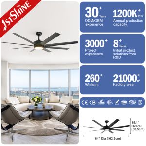 64-Inch Modern Ceiling Fan With 3-Color LED Light