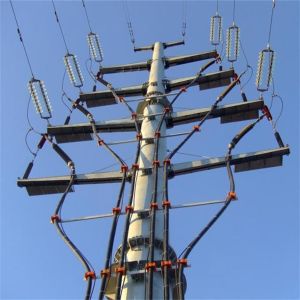 Galvanized 220KV Polygonal Electrical Power Pole With Anchor Bolt