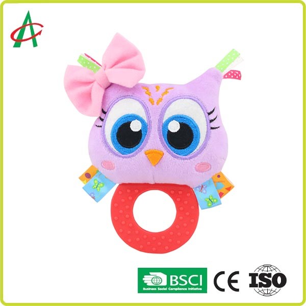 Quality ASTM Handcrafted Nontoxic Baby Plush Rattle With Teether wholesale