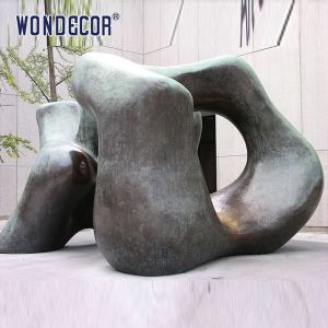 Large Outdoor Abstract Geometric Copper Sculpture With 3D Design