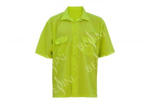 Cheap Fluroscent Yellow 100 Polyester Work Shirts / Men