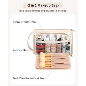 Transparent Cosmetic Case Travel Makeup Zipper Pouch Toiletry Bag with Handle