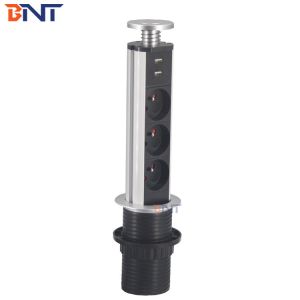BNT Hand Pull Pop Up Socket For Home Kitchen Desktop Table Office Worktop With