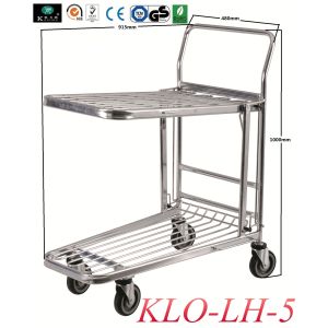 Warehouse cargo Trolleys With foldable middle platform in zinc powder