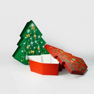 Christmas Tree Shape Rigid Packaging Box OEM And ODM One-stop Service Lid And