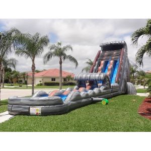 Amusement Park 30 FT 2 Lane Inflatable Water Slides Custom PVC Waterproof
