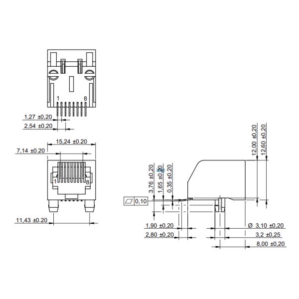 634008137221 8P8C SMT Modular Jack Tab Down Rapid Delivery