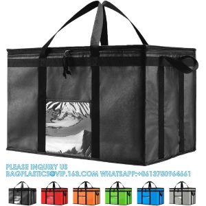 Cheap Insulated Cooler Bag And Food Warmer (3XL, 2 Pack) For Food Delivery &amp; Grocery Shopping With Zippered Top, Black for sale