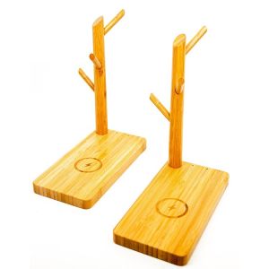 Portable USB Charger Station Customized Bamboo Dock Charging Stand Holders for