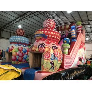 Customized High Inflatable Candy House Dry Slide For Christmas