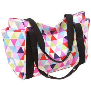 Portable Colorful Polyester Tote Bags With Leather Handle Custom Made